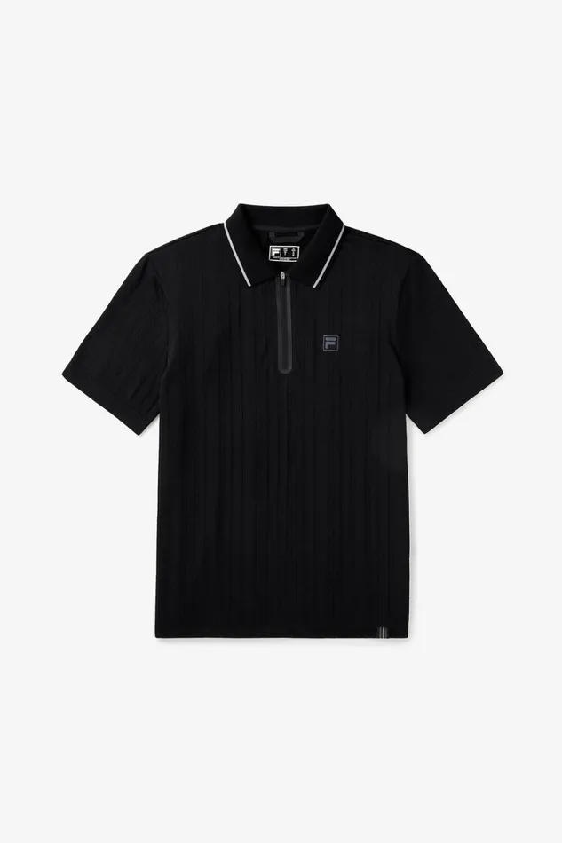 Men Tops and TShirts Fila Challenger Cable Zip Polo 001 Black