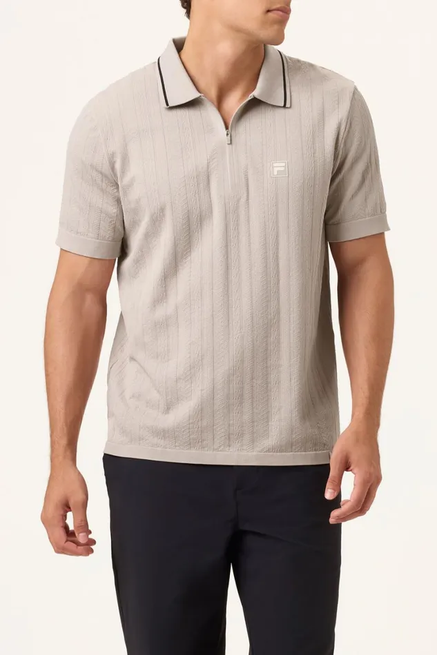 Men Tops and TShirts Fila Challenger Cable Zip Polo 921 Goat