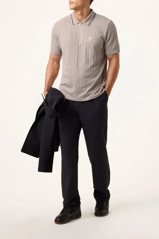 Men Tops and TShirts Fila Challenger Cable Zip Polo 921 Goat