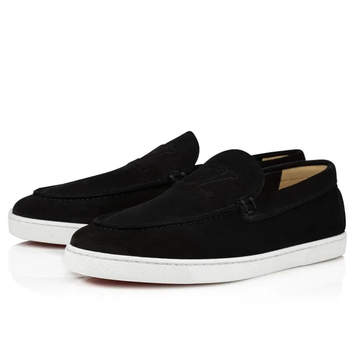 Men Varsiboat Boat Shoes 8211 Leather 8211 Black Christian Louboutin Sneakers