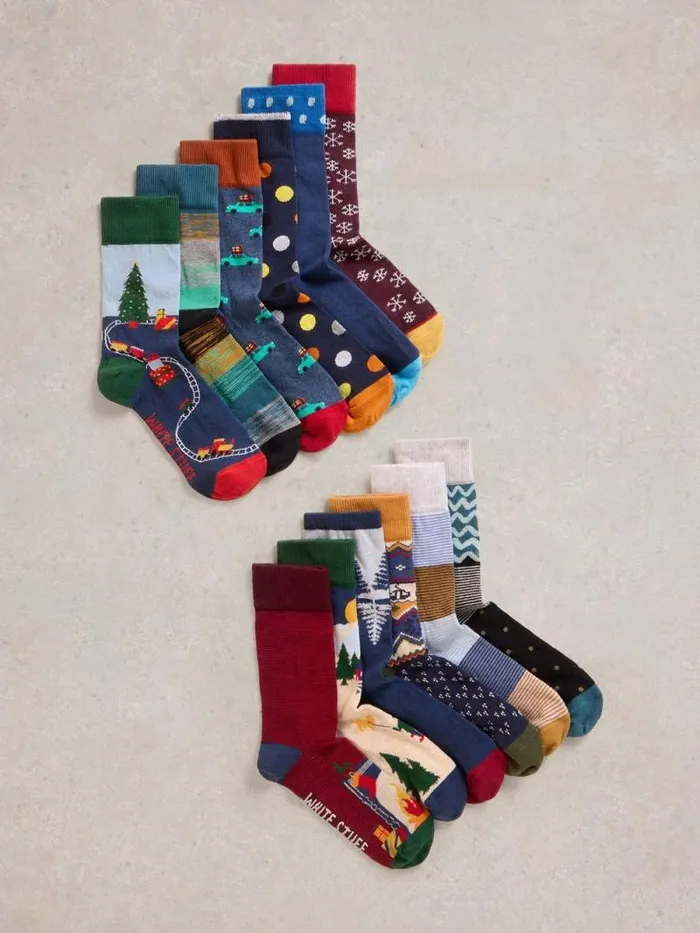 MenWomen 12 Days Mens Sock Advent Navy Multi White Stuff Loungewear
