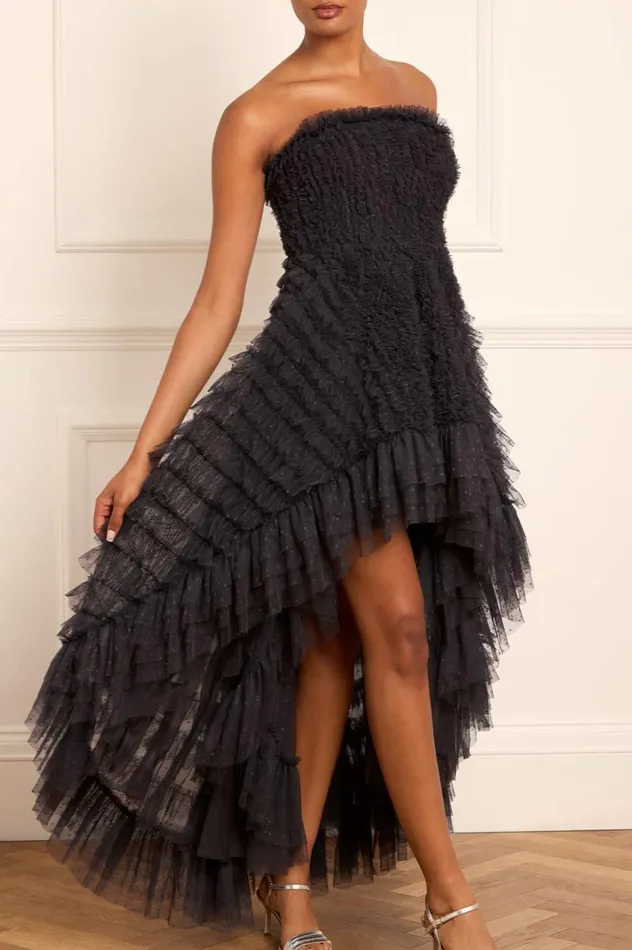Mia Strapless HighLow Gown Black Women Needle and Thread Dresses