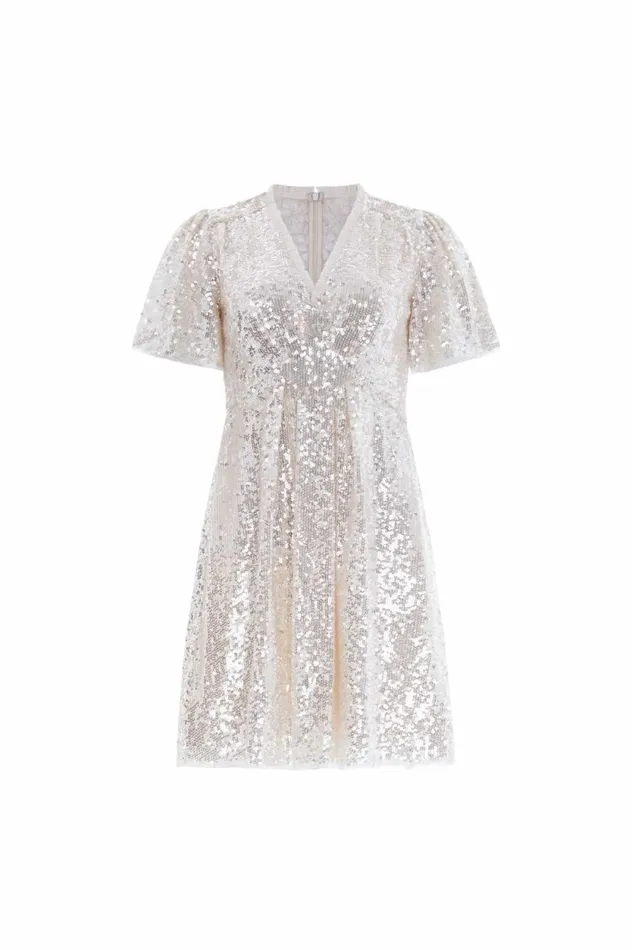 Mila Gloss Mini Dress Champagne Women Needle and Thread Dresses