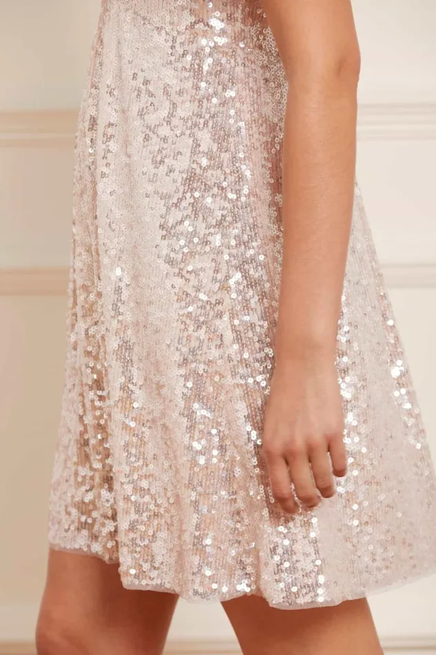 Mila Gloss Mini Dress Champagne Women Needle and Thread Dresses