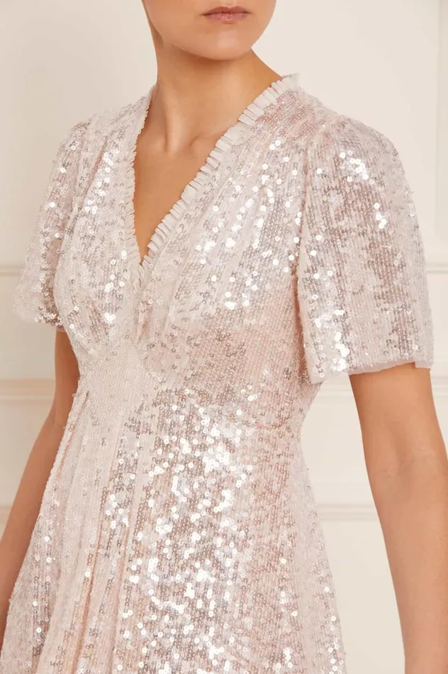 Mila Gloss Mini Dress Champagne Women Needle and Thread Dresses