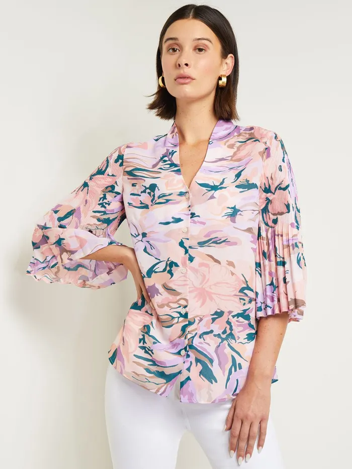 Misook Bell Sleeve Blouse 8211 Pleated Blouse Misook Women Blouses and Shirts