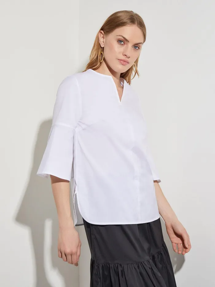 Misook Bell Sleeve Cotton Blend Blouse Women Blouses and Shirts