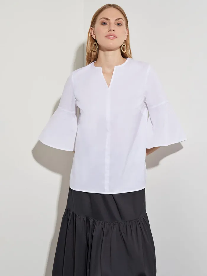 Misook Bell Sleeve Cotton Blend Blouse Women Tops and Tees Misook Bell Sleeve Cotton Blend Blouse Women Tops and Tees