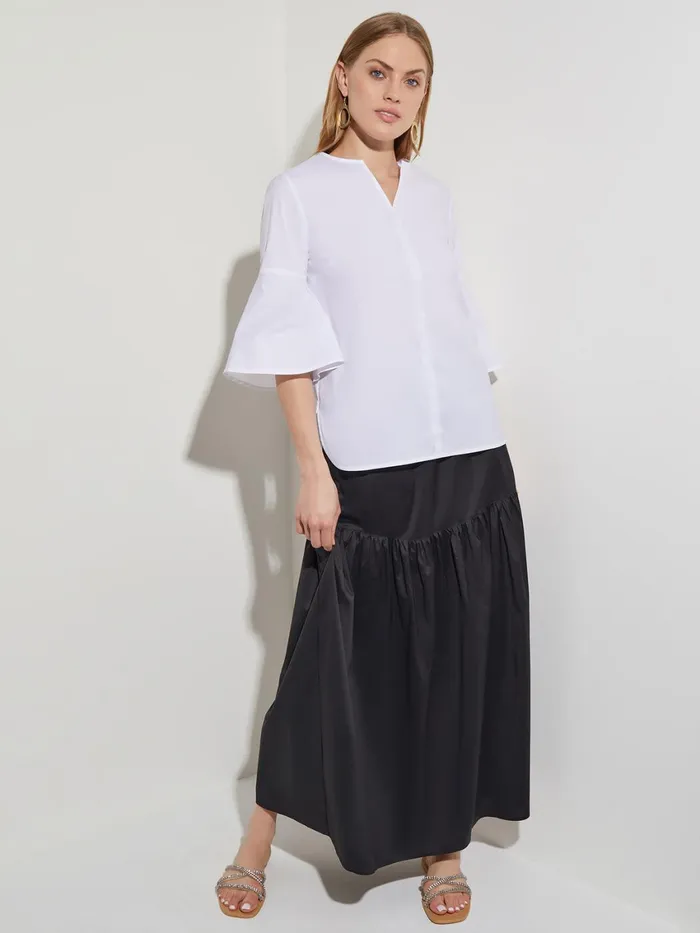 Misook Bell Sleeve Cotton Blend Blouse Women Tops and Tees Misook Bell Sleeve Cotton Blend Blouse Women Tops and Tees