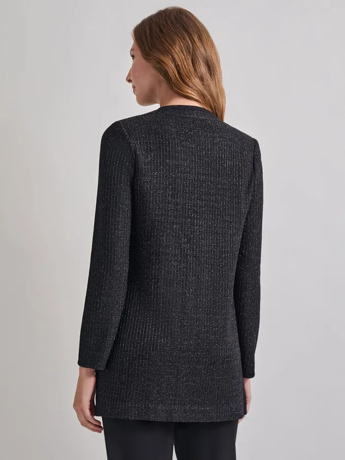 Misook Cable Trim Jacket Women Jackets and Coats