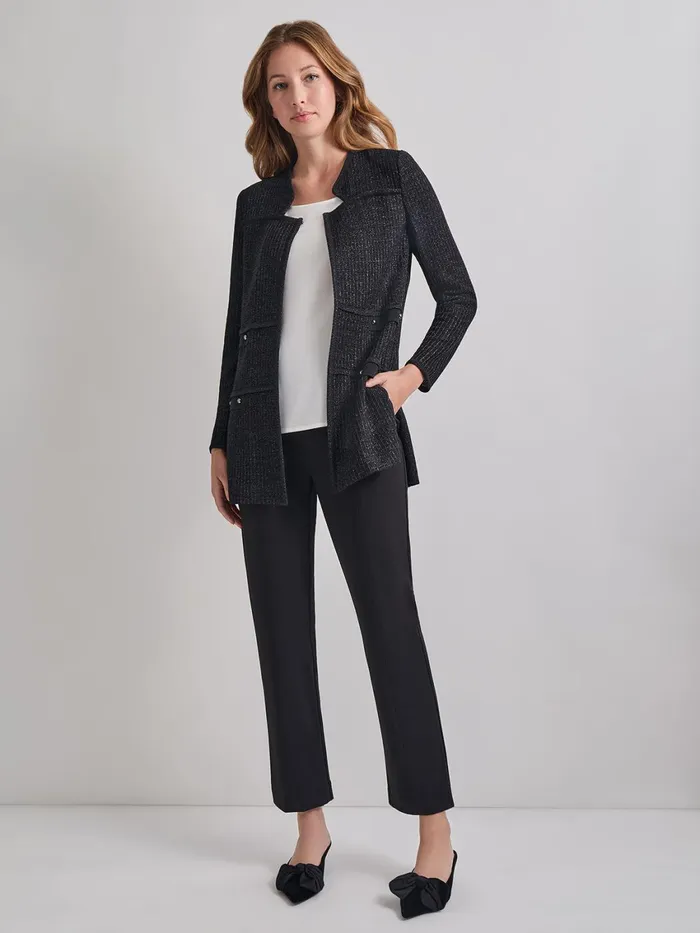 Misook Cable Trim Jacket Women Jackets and Coats