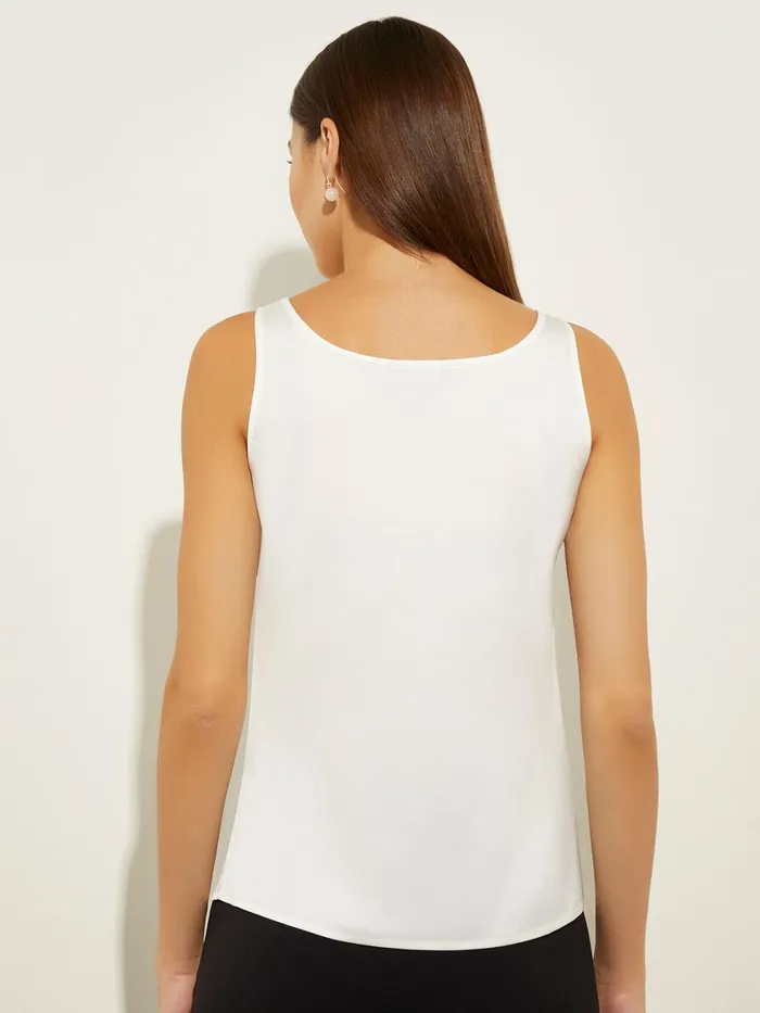 Misook Classic Crepe De Chine Tank Top White Women Tops and Tees
