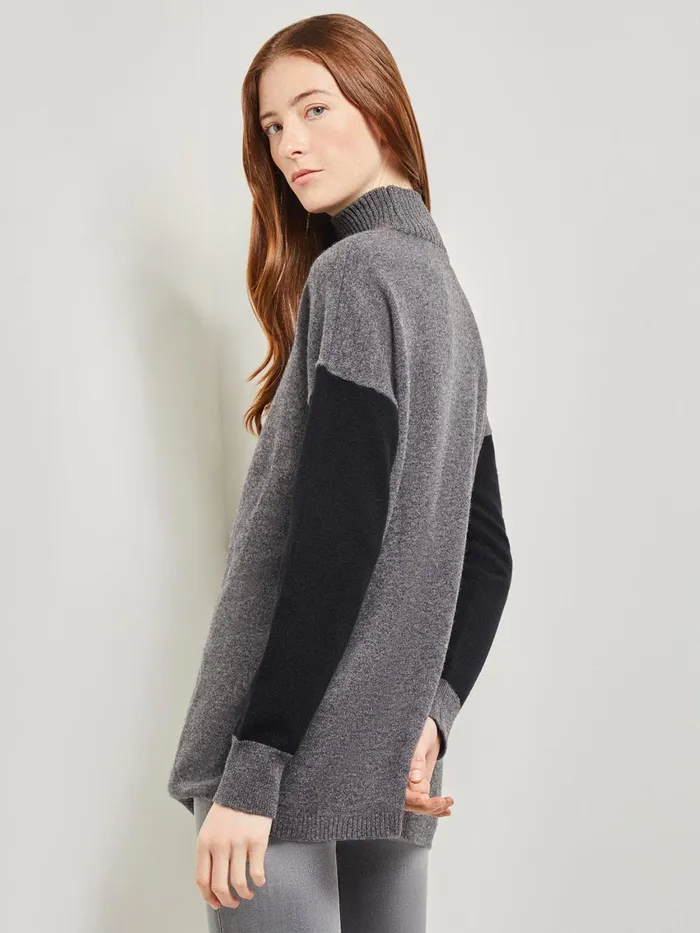 Misook Colorblock Cashmere Turtleneck Tunic Women Tops and Tees Misook Colorblock Cashmere Turtleneck Tunic Women Tops and Tees