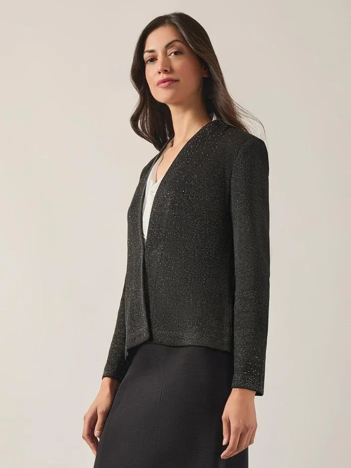 Misook Embellished Lurex Open Neck Jacket Women Jackets and Coats