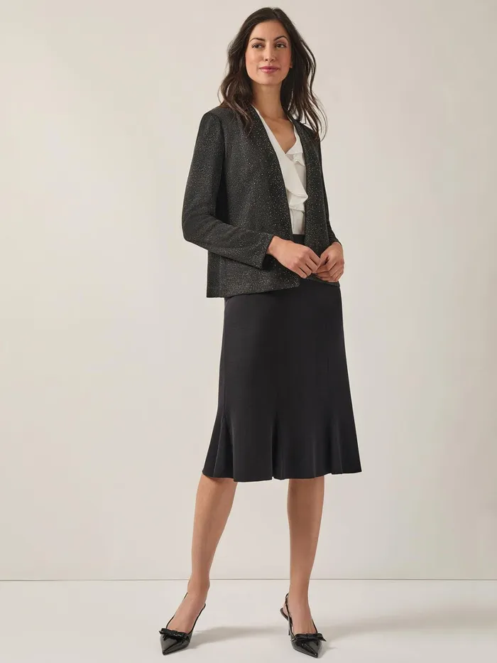Misook Embellished Lurex Open Neck Jacket Women Jackets and Coats