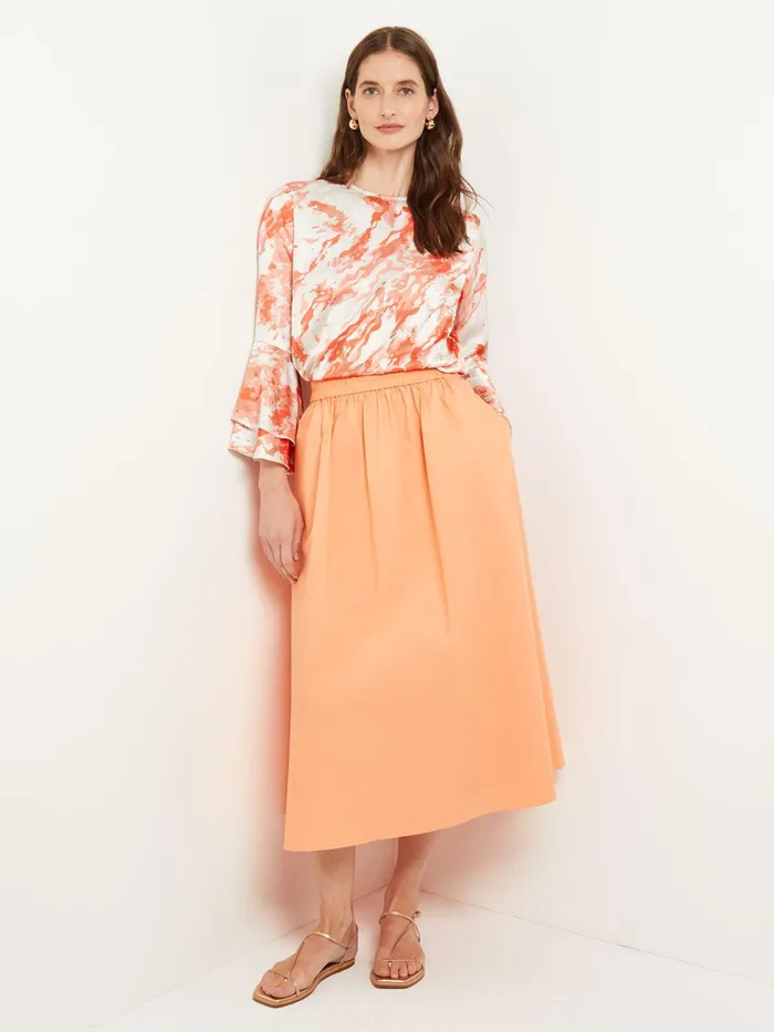 Misook Flounce Sleeve Blouse 8211 Jewel Neck Print Crepe De Chine Women Blouses and Shirts Misook Flounce Sleeve Blouse 8211 Jewel Neck Print Crepe De Chine Women Blouses and Shirts