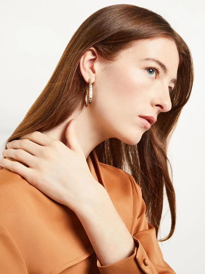Misook Gold Hammered JHoop Earrings Women Earrings