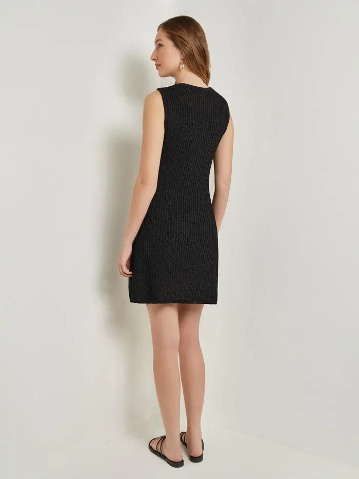 Misook Mini ALine Dress 8211 Embroidered Open Ribbon Knit Women Dresses Misook Mini ALine Dress 8211 Embroidered Open Ribbon Knit Women Dresses