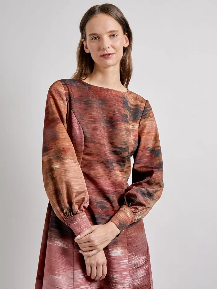 Misook Modern ALine Abstract Woven Maxi Dress Women Dresses