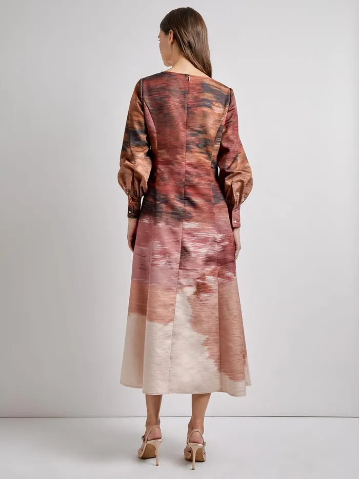 Misook Modern ALine Abstract Woven Maxi Dress Women Dresses