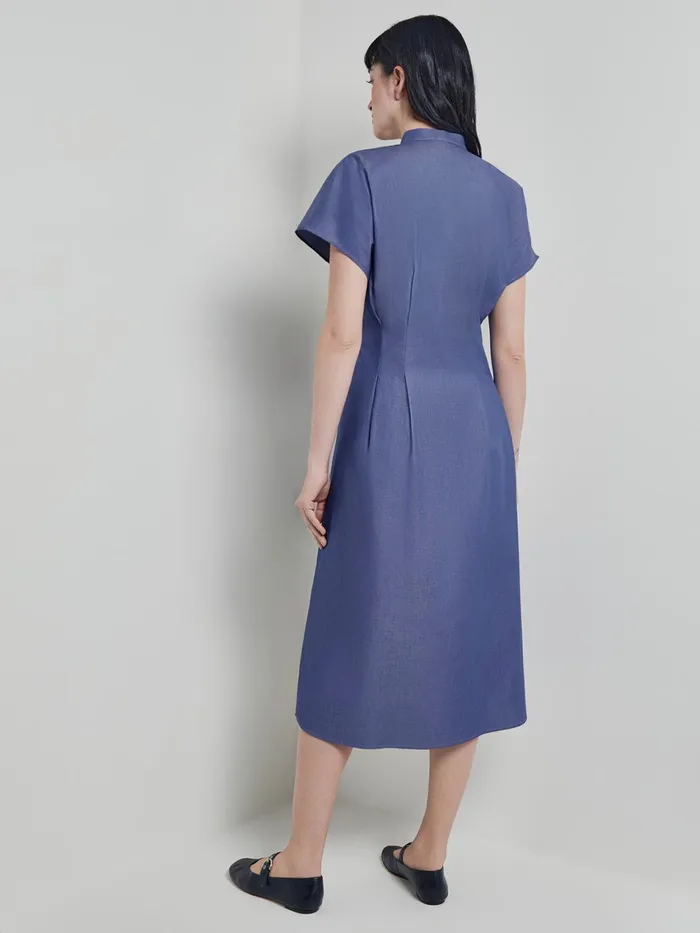 Misook Modern Fit and Flare Button Front Midi Dress Women Dresses