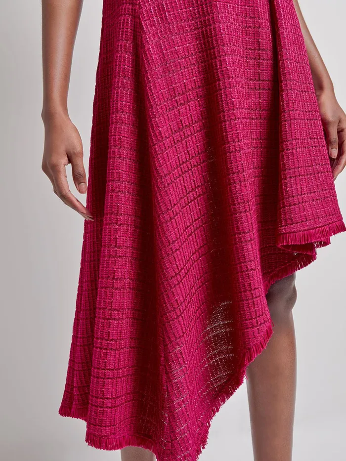 Misook Modern Fit and Flare Tonal Textured Asymmetrical Knit Dress Women Dresses Misook Modern Fit and Flare Tonal Textured Asymmetrical Knit Dress Women Dresses