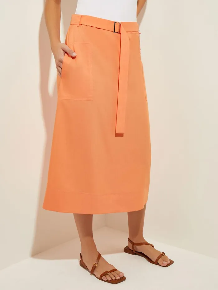 Misook Pocketed Poplin ALine Midi Skirt Women Skirts Misook Pocketed Poplin ALine Midi Skirt Women Skirts
