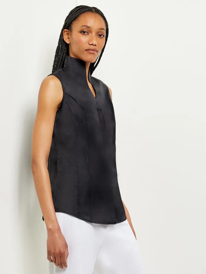 Misook Sleeveless Stretch Cotton Blouse Women Tops and Tees