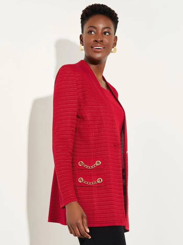 Misook Tailored Fit Chain Detail Textured Knit Blazer Women Jackets and Coats