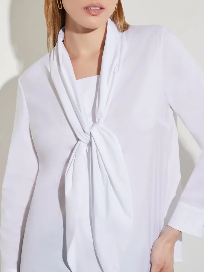Misook TieNeck Cotton Poplin Blouse Women Tops and Tees