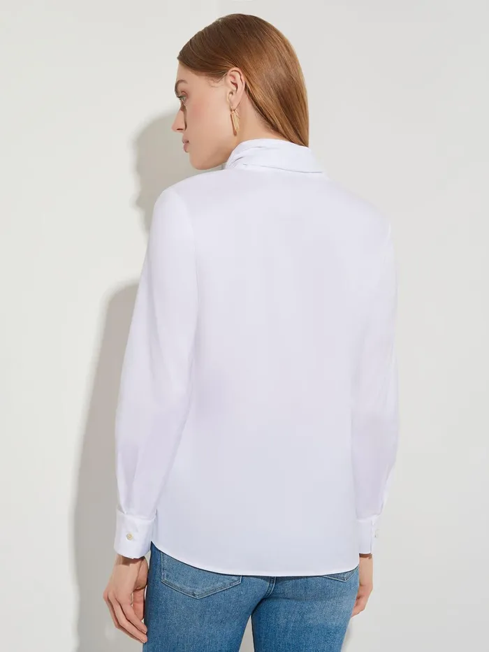 Misook TieNeck Cotton Poplin Blouse Women Tops and Tees