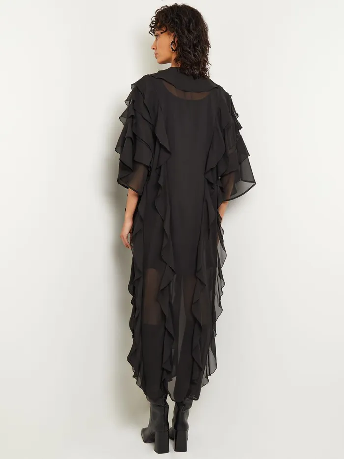 Misook Tiered Ruffle Woven Chiffon Maxi Dress Women Dresses Misook Tiered Ruffle Woven Chiffon Maxi Dress Women Dresses