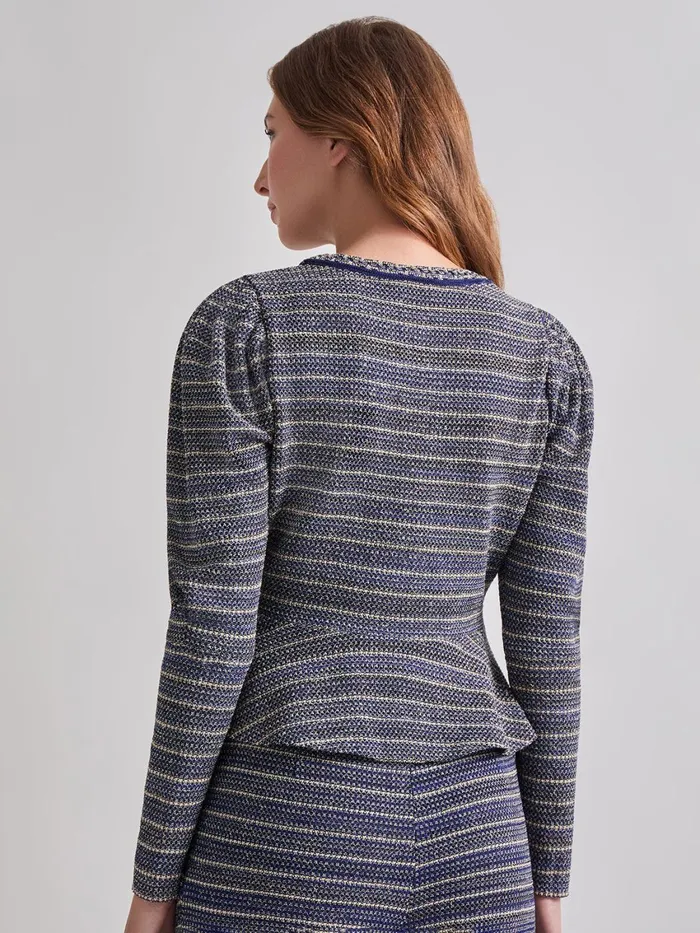 Misook Tweed Knit Peplum Jacket Women Jackets and Coats