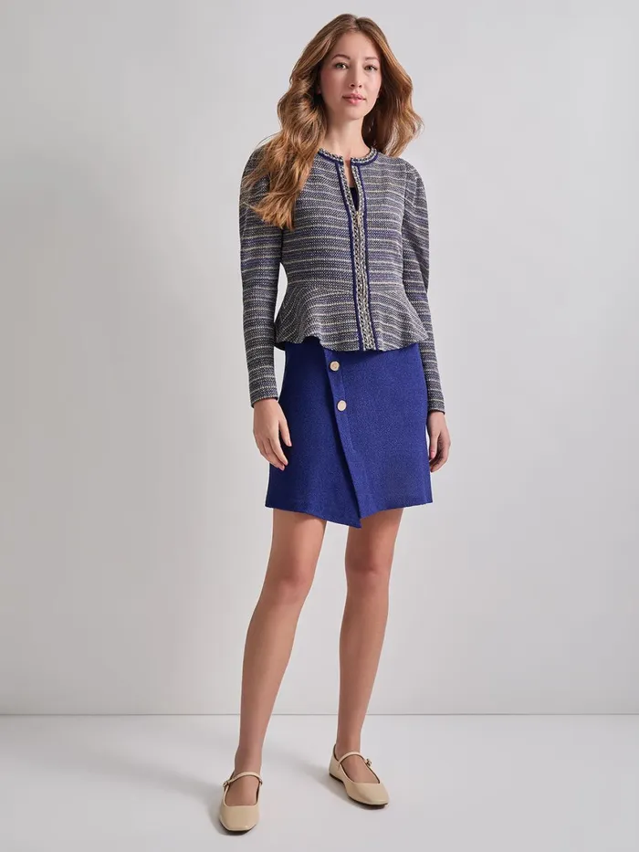 Misook Tweed Knit Peplum Jacket Women Jackets and Coats