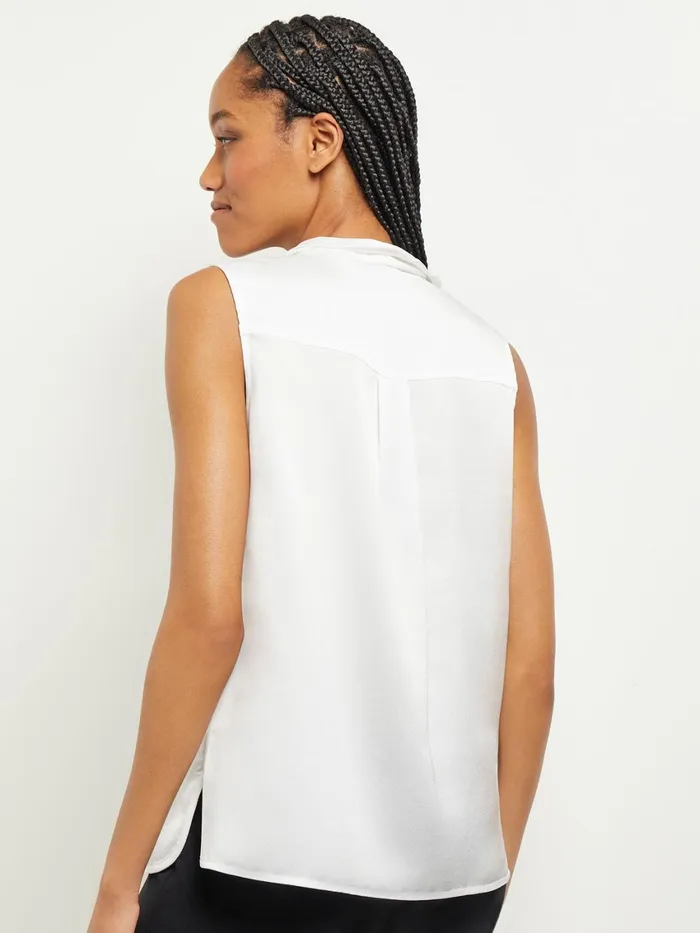Misook Waterfall Ruffle Crepe De Chine Blouse Women Blouses and Shirts