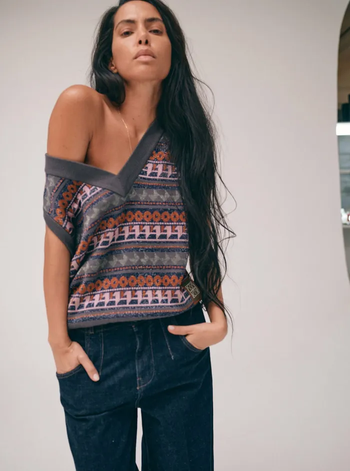 MMHMind Jacquard Vest 8211 HEYANNO Multi Colors Knits MOS MOSH Women MMHMind Jacquard Vest 8211 HEYANNO Multi Colors Knits MOS MOSH Women