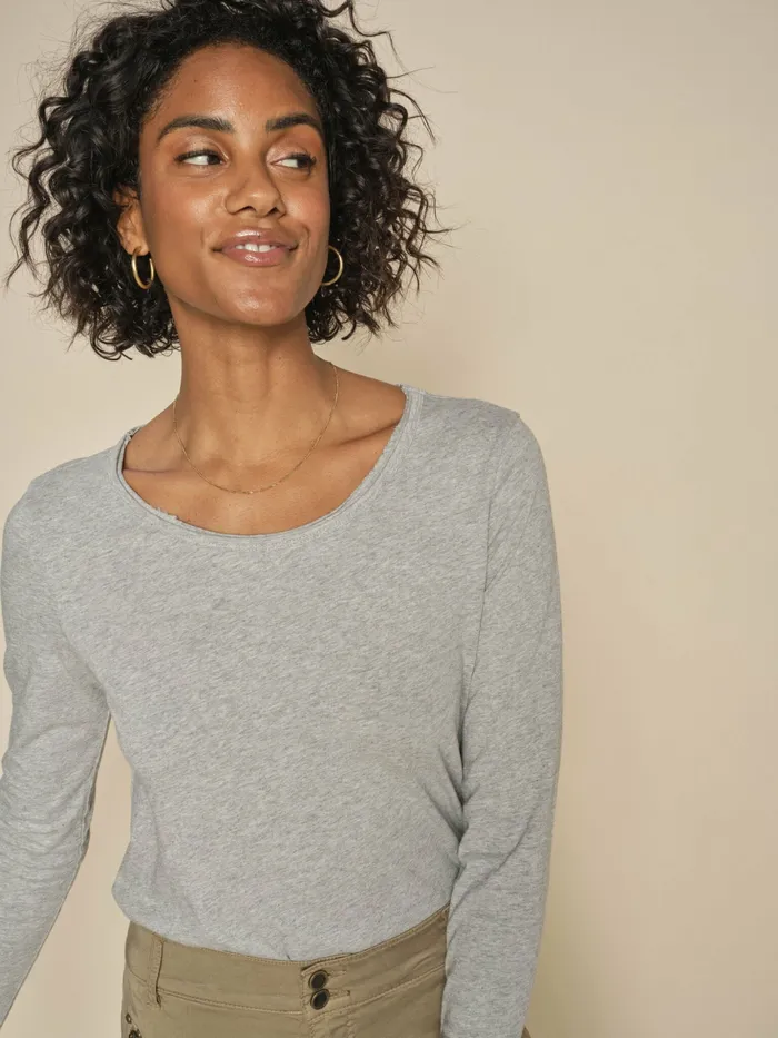 MMtulli OLS Basic Tee Grey Melange Tees MOS MOSH Women