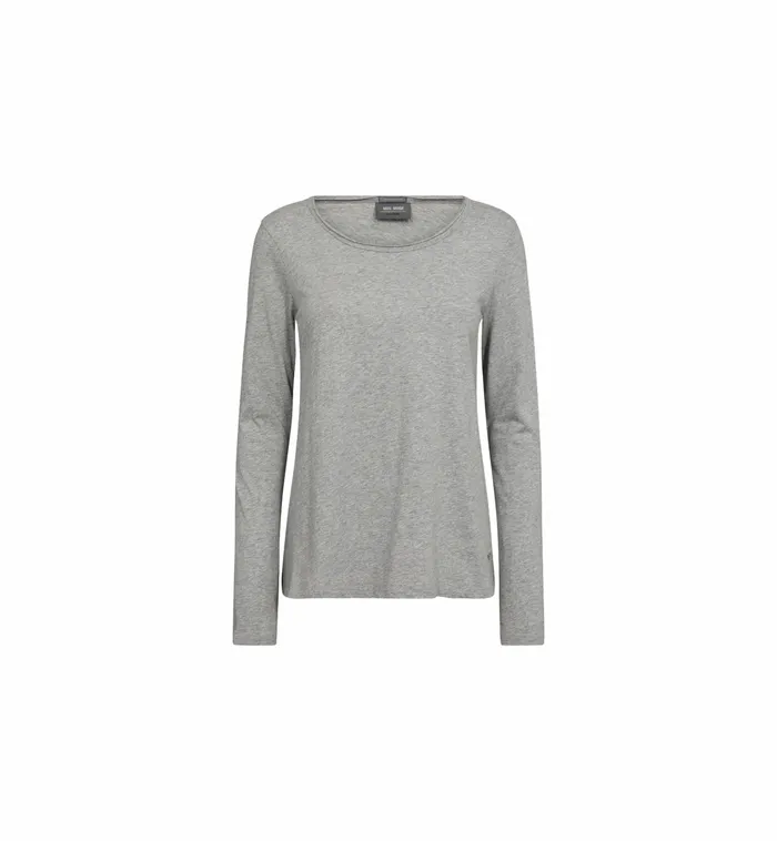 MMtulli OLS Basic Tee Grey Melange Tees MOS MOSH Women MMtulli OLS Basic Tee Grey Melange Tees MOS MOSH Women
