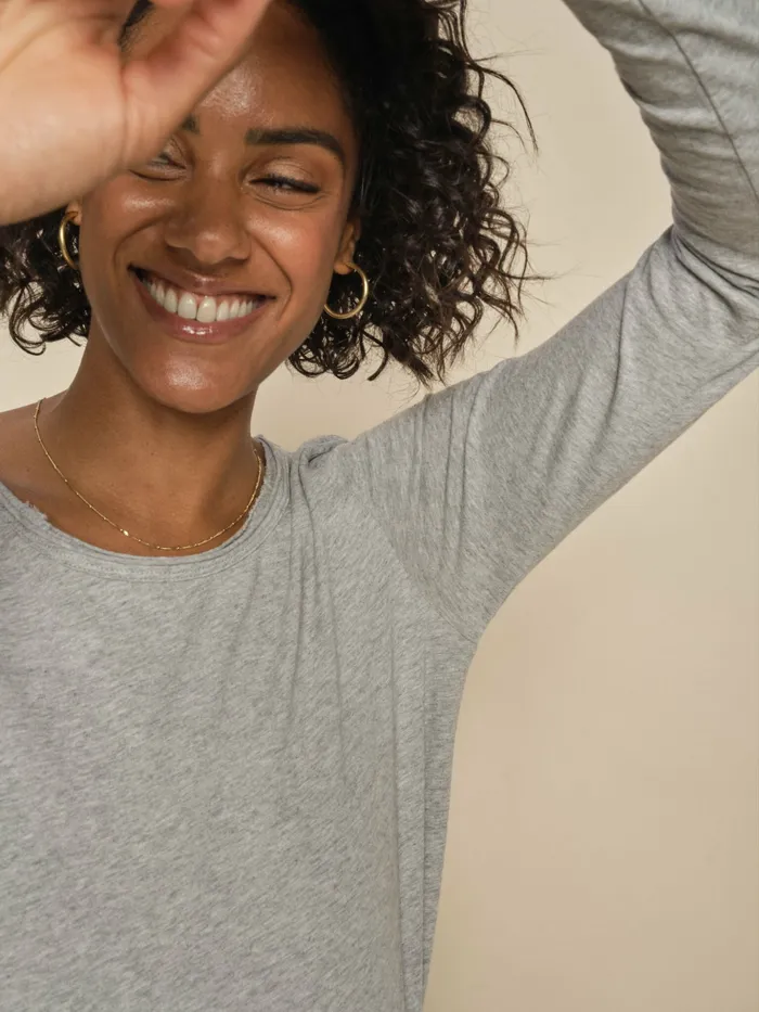 MMtulli OLS Basic Tee Grey Melange Tees MOS MOSH Women MMtulli OLS Basic Tee Grey Melange Tees MOS MOSH Women