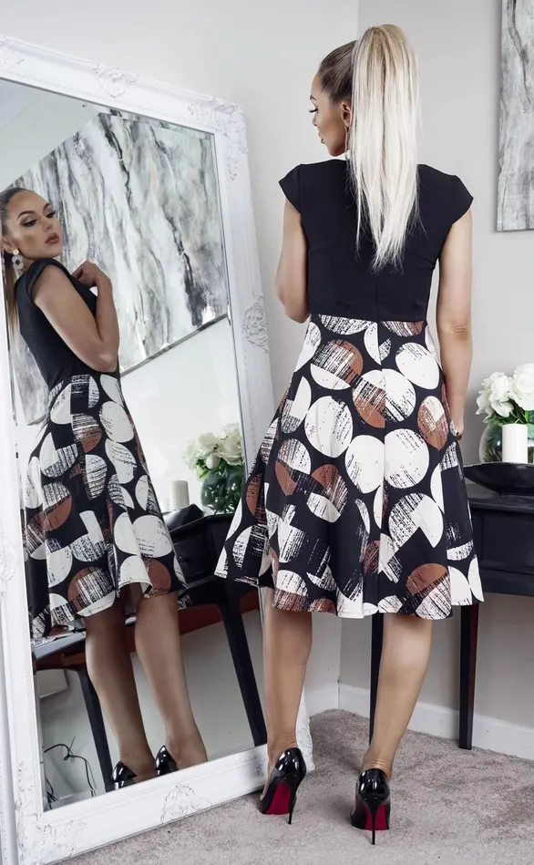 Moon Printed Wrap Flare Skater Dress Women Missfiga Wrap Dresses