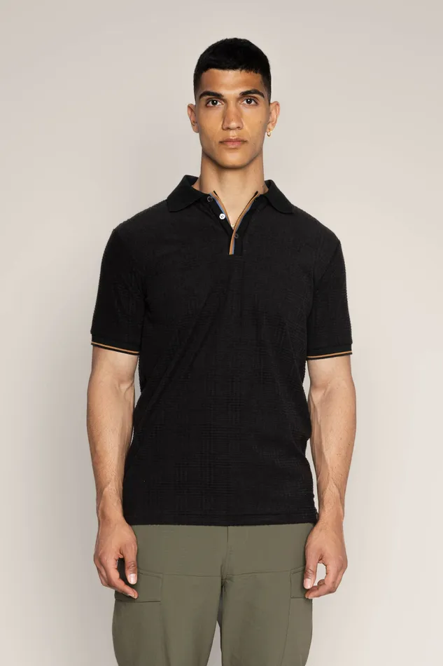 MOS MOSH Tees Men MMGRoma SS Split Polo Black