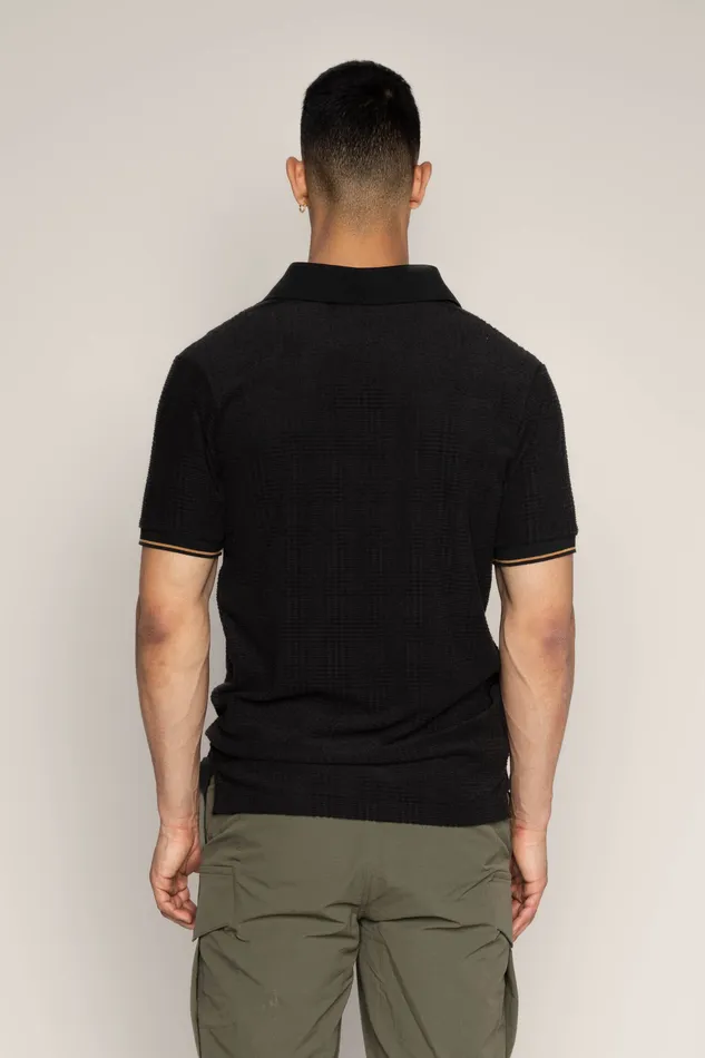 MOS MOSH Tees Men MMGRoma SS Split Polo Black MOS MOSH Tees Men MMGRoma SS Split Polo Black