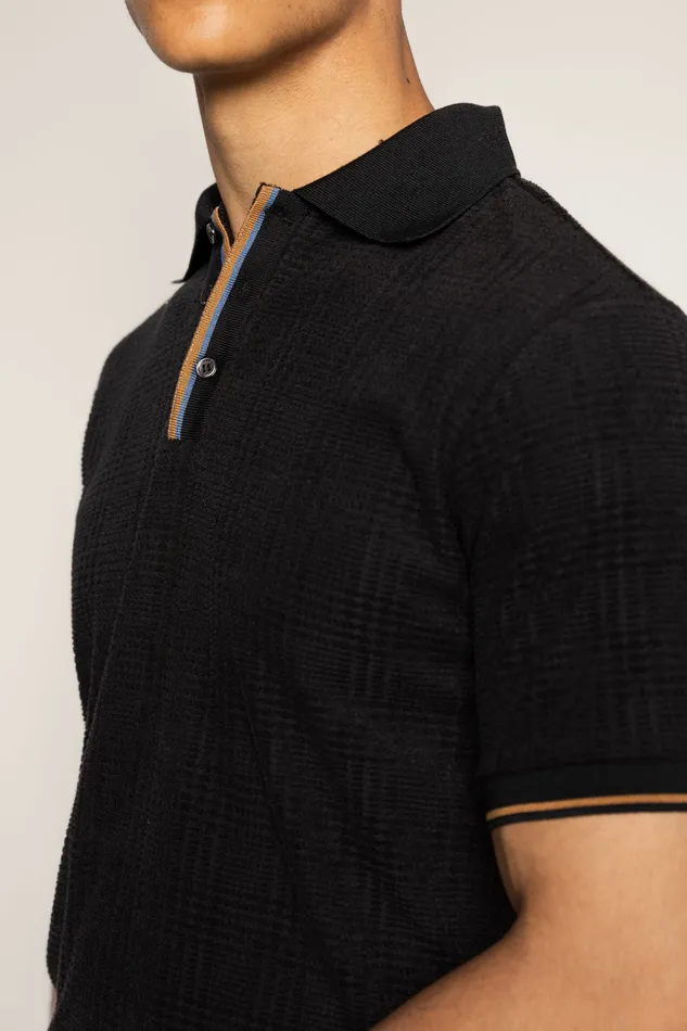 MOS MOSH Tees Men MMGRoma SS Split Polo Black MOS MOSH Tees Men MMGRoma SS Split Polo Black
