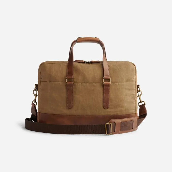 Nisolo Bags and Wallets Men Vincent Slim Briefcase Waxed Canvas