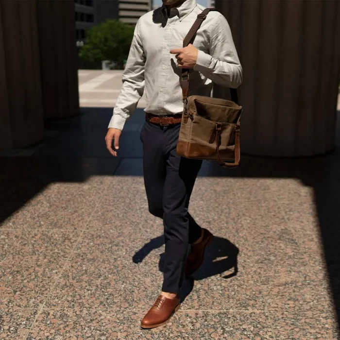 Nisolo Bags and Wallets Men Vincent Slim Briefcase Waxed Canvas