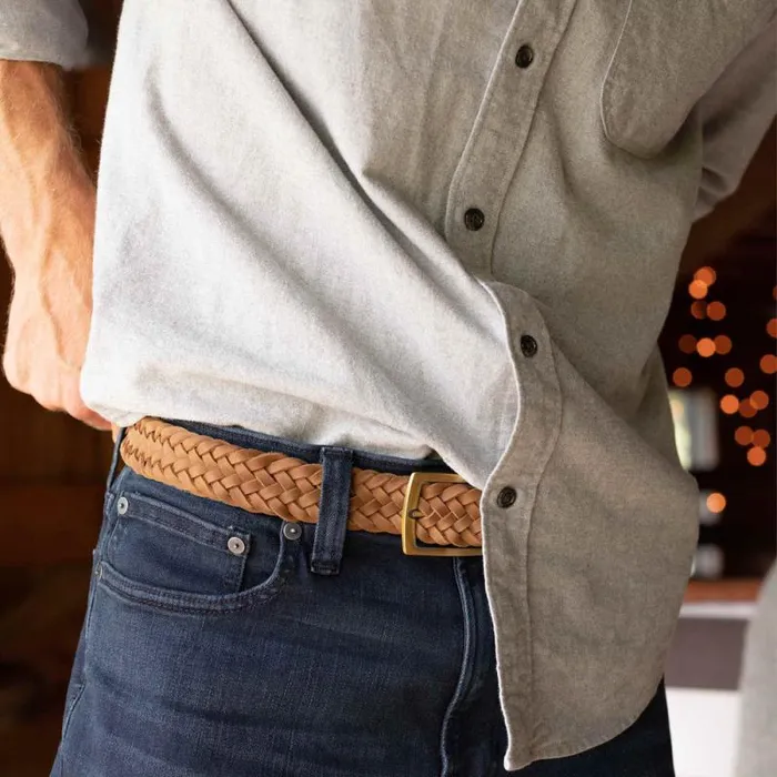Nisolo Belts Men Teyo Woven Belt Tobacco