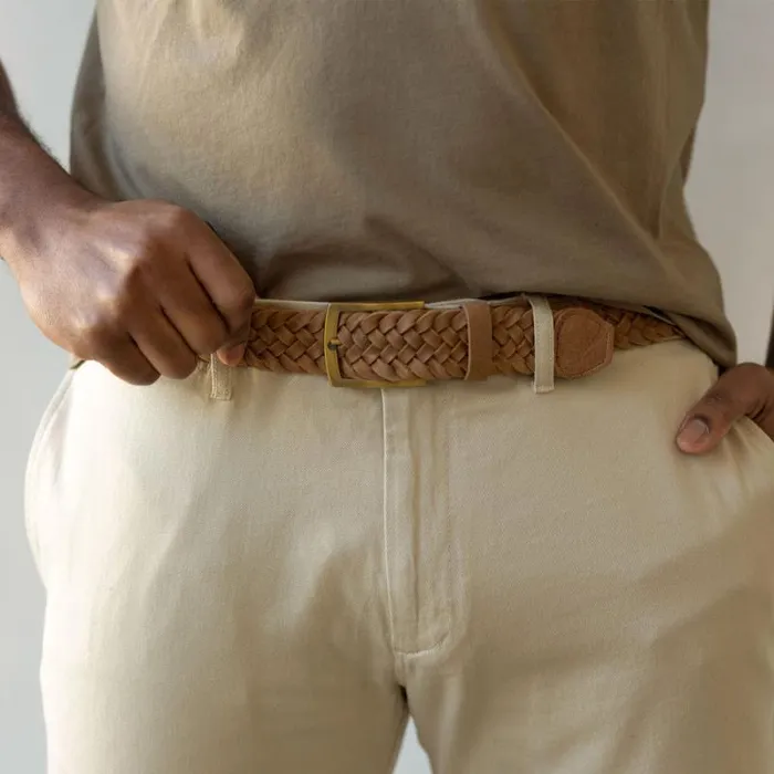 Nisolo Belts Men Teyo Woven Belt Tobacco