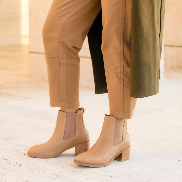 Nisolo Boots Women Ana GoTo Heeled Chelsea Boot Almond