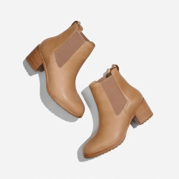 Nisolo Boots Women Ana GoTo Heeled Chelsea Boot Almond