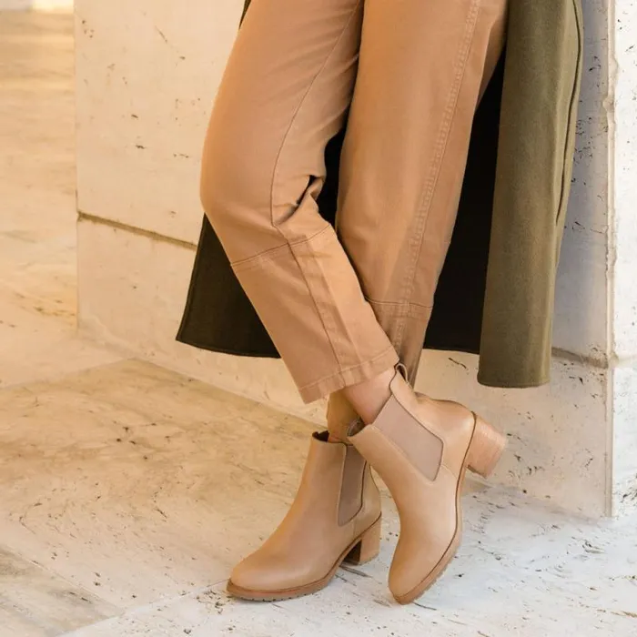 Nisolo Boots Women Ana GoTo Heeled Chelsea Boot Almond